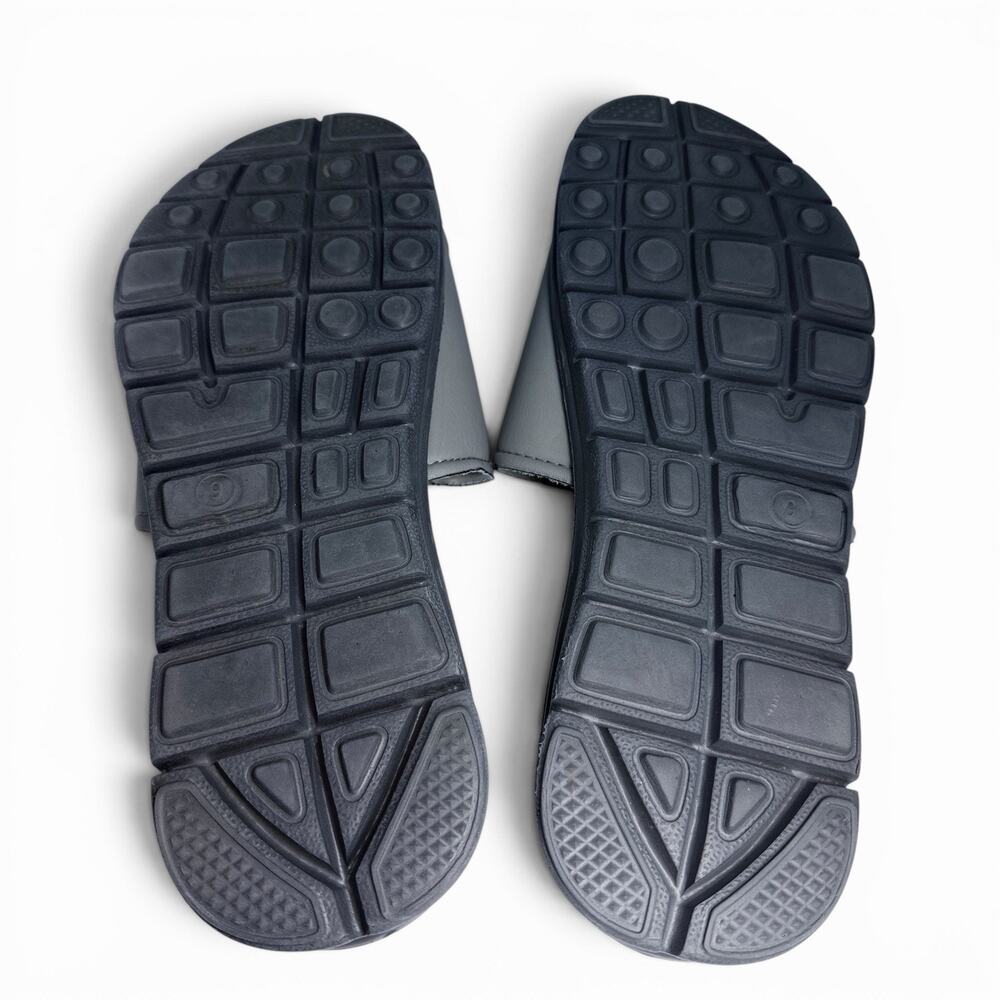 RBX Slide Sandals Gray Black Adjustable Hook & Loop Comfort Sz 9 Cushioned Foam - Picture 5 of 7